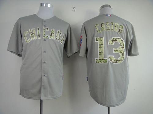 Cubs #13 Starlin Castro Grey USMC Cool Base Stitched MLB Jersey - Click Image to Close